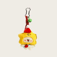 Porte-clés en peluche de Noël avec clochette, mousqueton métallique, pendentif figurine en peluche (homme pain d'épices, Père Noël, sapin de Noël, couronne), breloque de sac