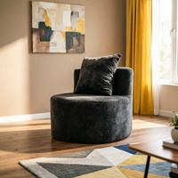Canapé compact en tissu circulaire simple pour une personne, idéal pour les petits espaces