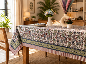 Floral Printed Handmade Cotton <b>Tablecloth</b> Classic Eco-Friendly Durable Washable Home Use Customized Size <b>Rectangle</b> 2026 - Product Image 6