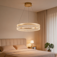 Lustre en cristal de style italien, luxe léger, lampe principale créative minimaliste moderne dorée pour salon et hall de villa