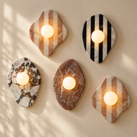Lampe murale en marbre couleur personnalisée, noir et blanc, avec globe en verre opale, LED, pour salon, chambre à coucher, éclairage de projet décoratif