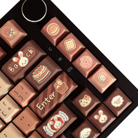 Cute Dessert Bunny PBT Keycaps | 129 Keys Cherry Profile | Dye-Sublimated Sweet Pastry Design for MX Mechanical Keyboards