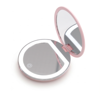 Miroir de poche portable cosmétique grossissant avec écran tactile intelligent Miroir compact rose