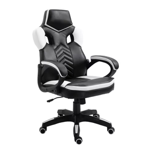 Nouvelle conception, chaise de gaming ergonomique confortable en cuir noir et blanc, chaise de bureau de course 5604 - Product Image 5