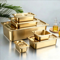 Goldfarbener Edelstahl Gastronormbehälter GN-Behälter Lebensmittelaufbewahrung Warmhaltebehälter für Buffet Restaurant Küche