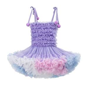 Vestido de tirantes de verano para niñas HP Yiwu Lingfeng, falda tutú de Navidad con volantes sólidos, vestido de princesa de gasa abullonada para el primer cumpleaños - Product Image 3