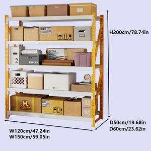 Étagère de présentation industrielle en acier de moyenne capacité orange et blanche avec étagères réglables pour le stockage en entrepôt - Product Image 2