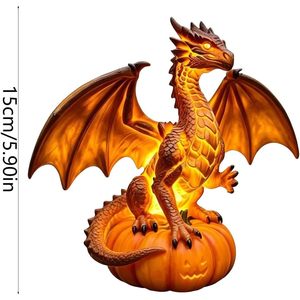 Halloween <b>Dragon</b> Pumpkin Statue Lamp Battery Powered Indoor Decor <b>Light</b> Gothic Fantasy Halloween Decoration - Product Image 5