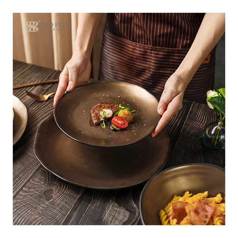 Luxury Gold Porcelain Dishes Plates European