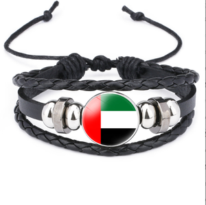Drapeaux nationaux asiatiques, bracelets en peau de vache drapeau Timor-<span class=keywords><strong>Leste</strong></span>, bracelets tissés faits à la main noirs - Product Image 5