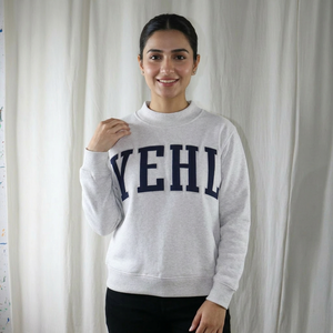YEHL ASH GREY Oversized Hooded Half Zip Velour Sweatshirt 100% Cotton <b>NAVY</b> BLUE Applique Embroidery CLUSH SPORTS Winter Digital - Product Image 1