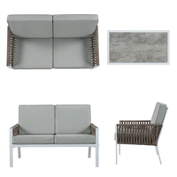 Ensemble de meubles d'extérieur en rotin moderne, 4 pièces, table et chaises avec canapé pour patio, jardin, cour et salon