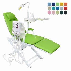 Fauteuil dentaire électrique portable pliable avec turbine, lampe d'opération, bavette et plateau (métal et plastique) - Product Image 3