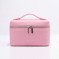 Trousse de Toilette Portable en Cuir Grainé Personnalisable avec Logo, Grande Trousse de Voyage Imperméable en PU pour Cosmétiques et Soins de la Peau pour Femmes