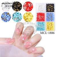 Vente chaude 3D Boîte Nail Art Résine Acrylique Fleurs Accessoires Perle En Acier Nail art résine fleur perles charmes