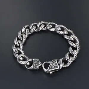 G2749 Wholesale Stainless Steel Hip Hop Punk Leopard Print Cuban Link Chain Bracelet For Men Fashion Jewelry Bangles & Bracelets