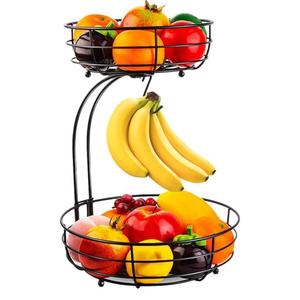 Maßgefertigtes Doppelschichtiges Umweltfreundliches Metall-Obstkorb-Aufbewahrungsregal für Haushalt und Gastronomie mit Abnehmbarem Obstteller - Product Image 5