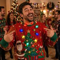 Collier de Noël LED lumineux avec 9 ampoules géantes à 9 LED, 3 modes d'éclairage, à piles, pour fête des pulls moches, défilé de Noël et déguisement lumineux