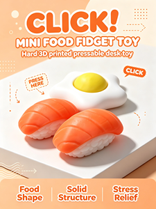 Juguete Antiestrés Impreso en 3D con Forma de Comida (Huevo y Sushi), Juguete Relajante para la Oficina, Regalo Novedoso para Adultos - Product Image 3