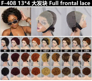 Letsfly promozione folletto riccioli 13.8USD 100% capelli umani Pixie taglio 13x4 pizzo parrucche frontali corta <span class=keywords><strong>Bob</strong></span> capelli umani parrucca - Product Image 4