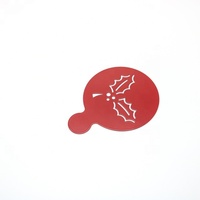 Christmas Flower Shaped Red Reusable Stainless Steel Metal Mocha Latte Cappuccino Coffee Tea Painting Drawing Lettering Stencil