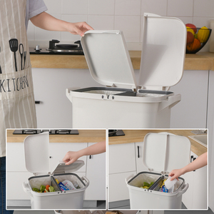 Cubo de Basura de Doble Capa para Cocina y Hogar con Tapa y Pedal, Separación de Residuos Secos y Húmedos para Clasificación, para Baño y Uso en Exteriores - Product Image 3