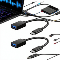 Adaptor USB C ke USB 3.0 OTG 10Gbps Aluminium Alloy Tipe C Female ke USB Female untuk Laptop