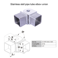Joint de connecteur de tube carré réglable en acier inoxydable pour tuyau de main courante