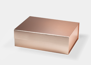 Rigid Two-piece Eco-Friendly Gift <b>Box</b> Magnetic Closure Reinforced <b>Cardboard</b> Core Metallic Matte Rose Gold Film Exterior Crisp - Product Image 1