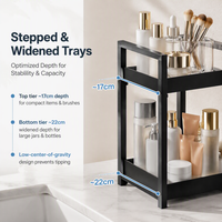 Étagère de salle de bain à 2 niveaux en acier au carbone, résistante à la rouille, organisateur de vanité minimaliste pour petites salles de bain, vente en gros