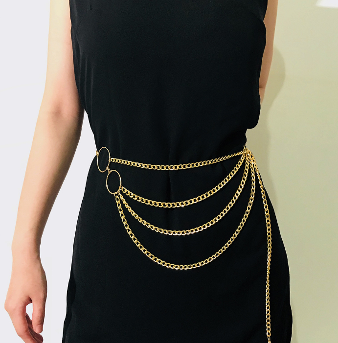 XG1103 2020 женская простая алюминиевая цепочка многослойная преувеличенная Ретро Уличная Сексуальная цепочка на талию