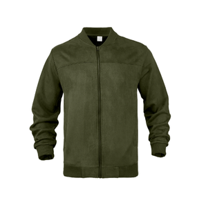 Veste en daim pour homme avec fermeture éclair, design patchwork uni, manteau simple de couleur unie - Product Image 5
