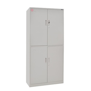 Armoire de rangement pour vêtements en acier gris uni à 4 portes, style moderne, meuble en métal, placard pour salle de sport, extérieur, école - Pliable - Product Image 1