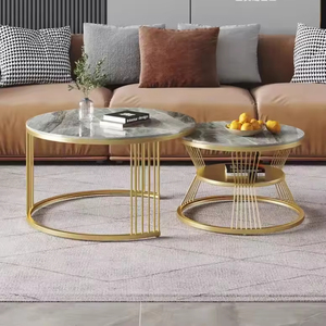 Bắc Âu Hiện Đại Bằng Đá Cẩm Thạch Hàng Đầu Bàn Cà Phê Đơn Giản Màu Trắng Kim Loại Đá Vàng Sang Trọng Tổ Trung Tâm Bảng Đặt Cho Phòng Khách Trang Trí Nội Thất - Product Image 1