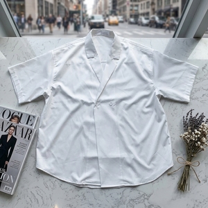 <span class=keywords><strong>Camicia</strong></span> Estiva Casual <span class=keywords><strong>a</strong></span> Tre Quarti di <span class=keywords><strong>Manica</strong></span> con Perline, Traspirante, Senza Bisogno di Stiratura, Doppiopetto, Stile Coreano Drappeggiato, da <span class=keywords><strong>Uomo</strong></span> e da Donna - Product Image 2