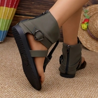 Sandales gladiateur grande taille pour femmes avec fermeture éclair arrière, bride entre-doigts, talon, chaussures romaines décontractées d'été pour la plage