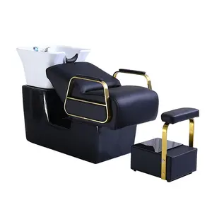 Hot Sale Hair Washing Gold Bed Salon Sink Shampoo Bowl Chair With One-stop Service