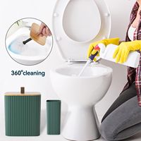 Ensemble de salle de bain vert 9 pièces comprenant un porte-brosse WC, un distributeur de savon, une poubelle et des accessoires décoratifs pour comptoir