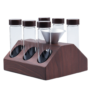 Conteneur de stockage de café à dose unique, flacons doseurs en verre pour grains de café avec couvercles, support de présentation métallique, accessoires pour café - Product Image 1