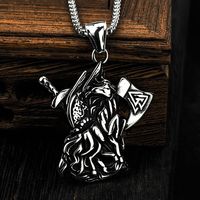 Pendentif hache et épée viking nordique en acier inoxydable, pendentif cheval, bijoux scandinaves