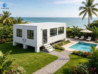 Conteneur maritime 40HQ, maison préfabriquée modulaire standard, bureau portable, villa, structure en acier au design moderne, pour la plage
