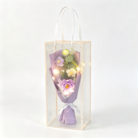 Bouquet de fleurs préservées faites à la main, fleurs au crochet créatives, fleurs tricotées finies, 35 cm, décoration pour la Saint-Valentin, cadeau respectueux de l'environnement