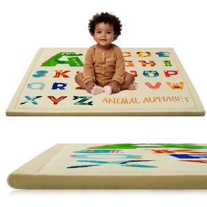 Tapis de jeu alphabet animalier pour bébés de 0 à 24 mois, tapis antidérapant en EVA, unisexe, pour usage domestique - Product Image 1