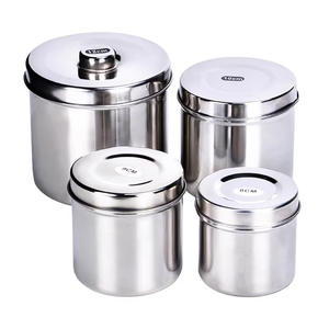 Ensemble de contenants à épices en acier inoxydable avec couvercle, forme cylindrique, empilables, pour la conservation de la fraîcheur, rangement alimentaire de cuisine, 8cm 9cm 10cm - Product Image 1