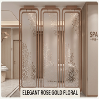 Paravent de séparation contemporain en acier inoxydable plaqué or PVD, design géométrique personnalisé, luxe, métal, intimité, anniversaire