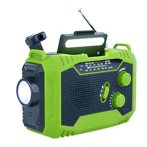 Radio FM AM WB robuste pour l'extérieur avec manivelle solaire, charge USB, double éclairage LED et alarme pour le camping et la randonnée - Product Image 5