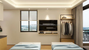 Ensembles de meubles commerciaux pour chambre double : cadre de lit en bois avec tables de chevet, armoire, meuble TV et cuisine pour hôtel 3 étoiles (chambre complète) - Product Image 4