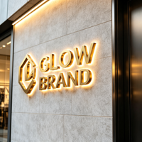 Letrero Luminoso LED 3D Personalizado con Letras de Canal Metálicas Retroiluminadas, Logotipo Comercial, Resistente al Agua, para Exteriores y Tiendas