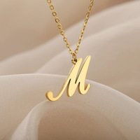 Collar con Colgante de 26 Letras Inglesas en Acero Inoxidable Electrochapado, Estilo Europeo Americano, Nuevo Collar con Nombre Simple y Moderno, Unisex