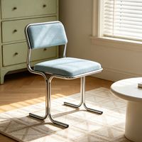 Chaise de salle à manger minimaliste italienne, pieds en acier inoxydable, chaise de vanité de luxe couleur crème pour la maison